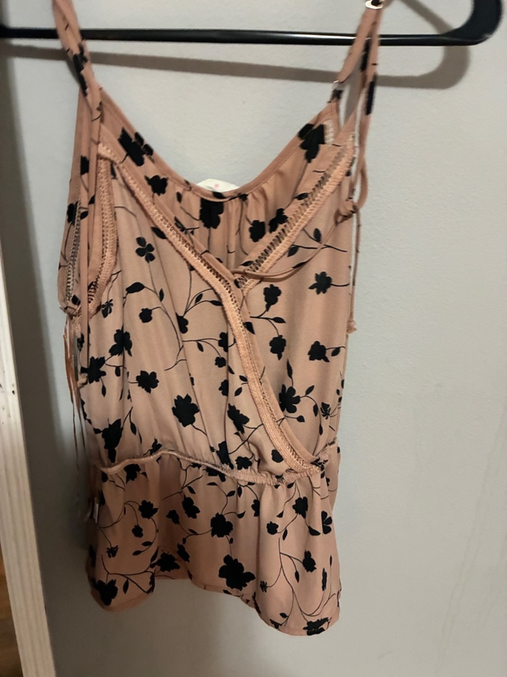Sienna Sky Peach Floral Wrap Cami with Peplum